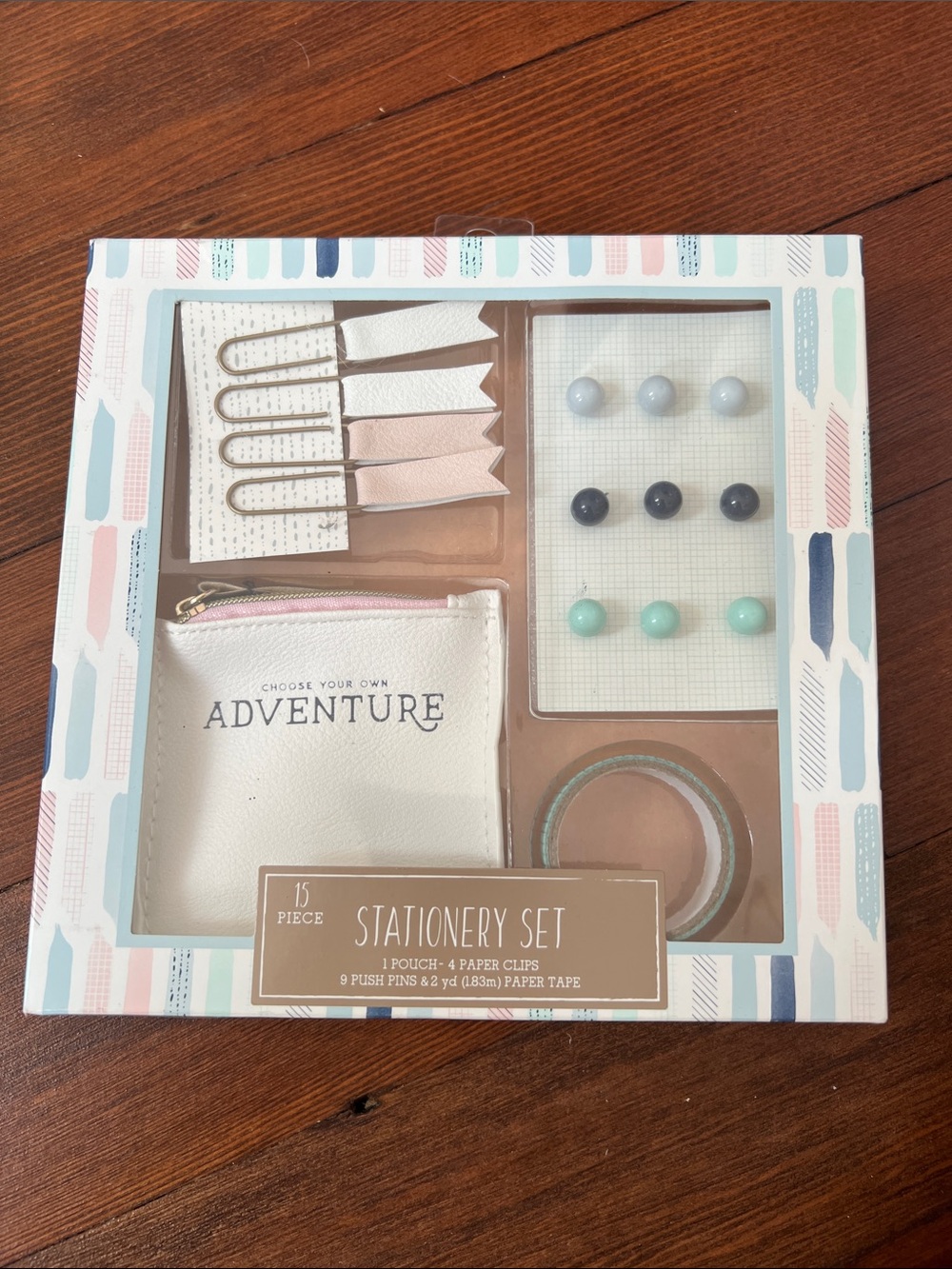 Adventure Stationery Set - White Pouch with Pastel Pink & Mint Accents